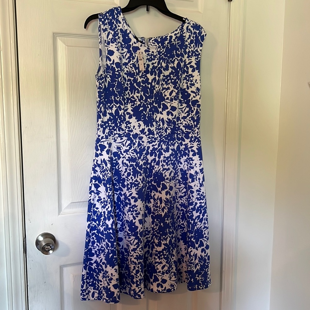 Talbots. Size medium. Blue and white dress.